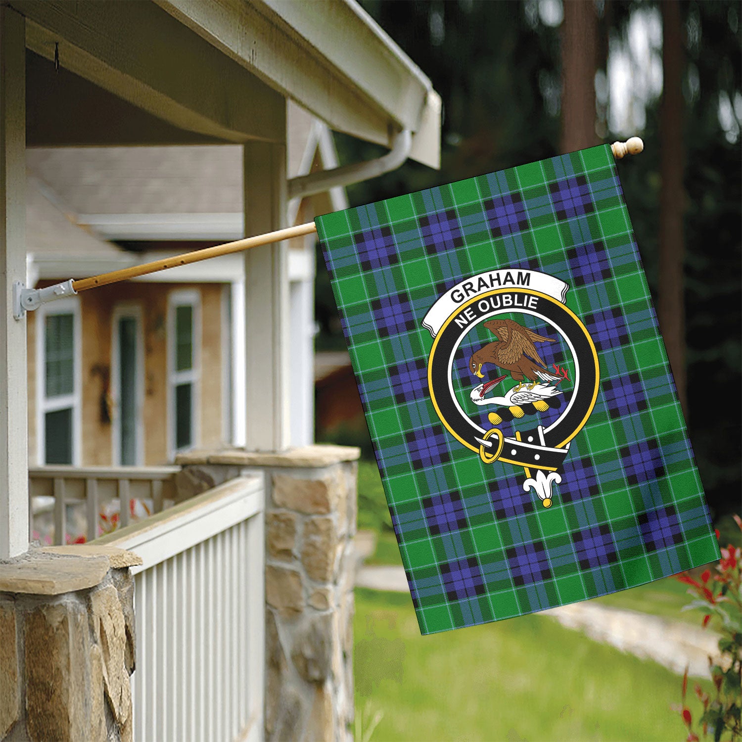 Graham of Menteith Modern Tartan Crest Garden Flag