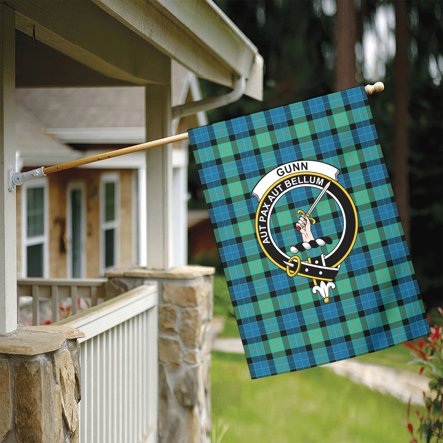 Gunn Ancient Tartan Crest Garden Flag