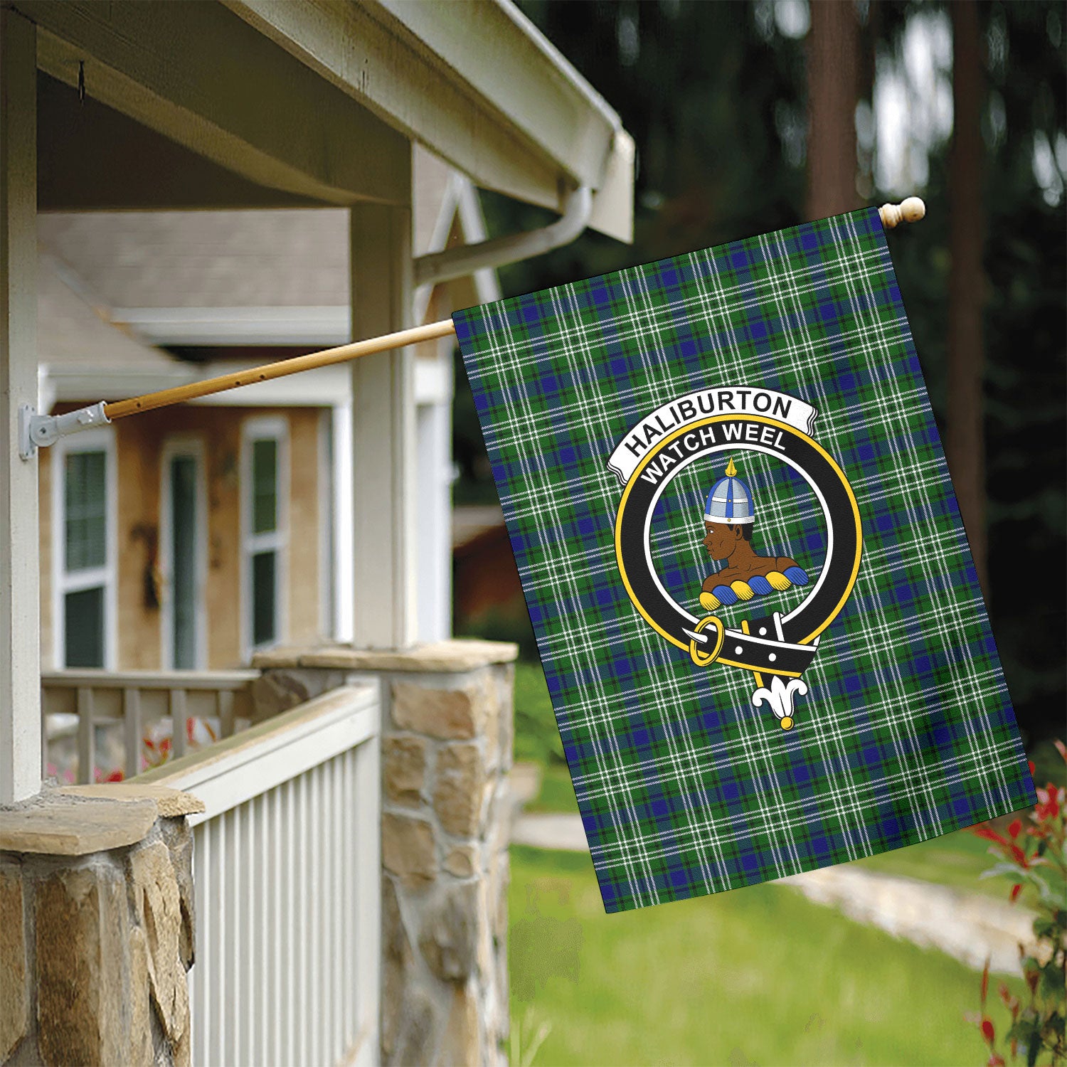 Haliburton Tartan Crest Garden Flag