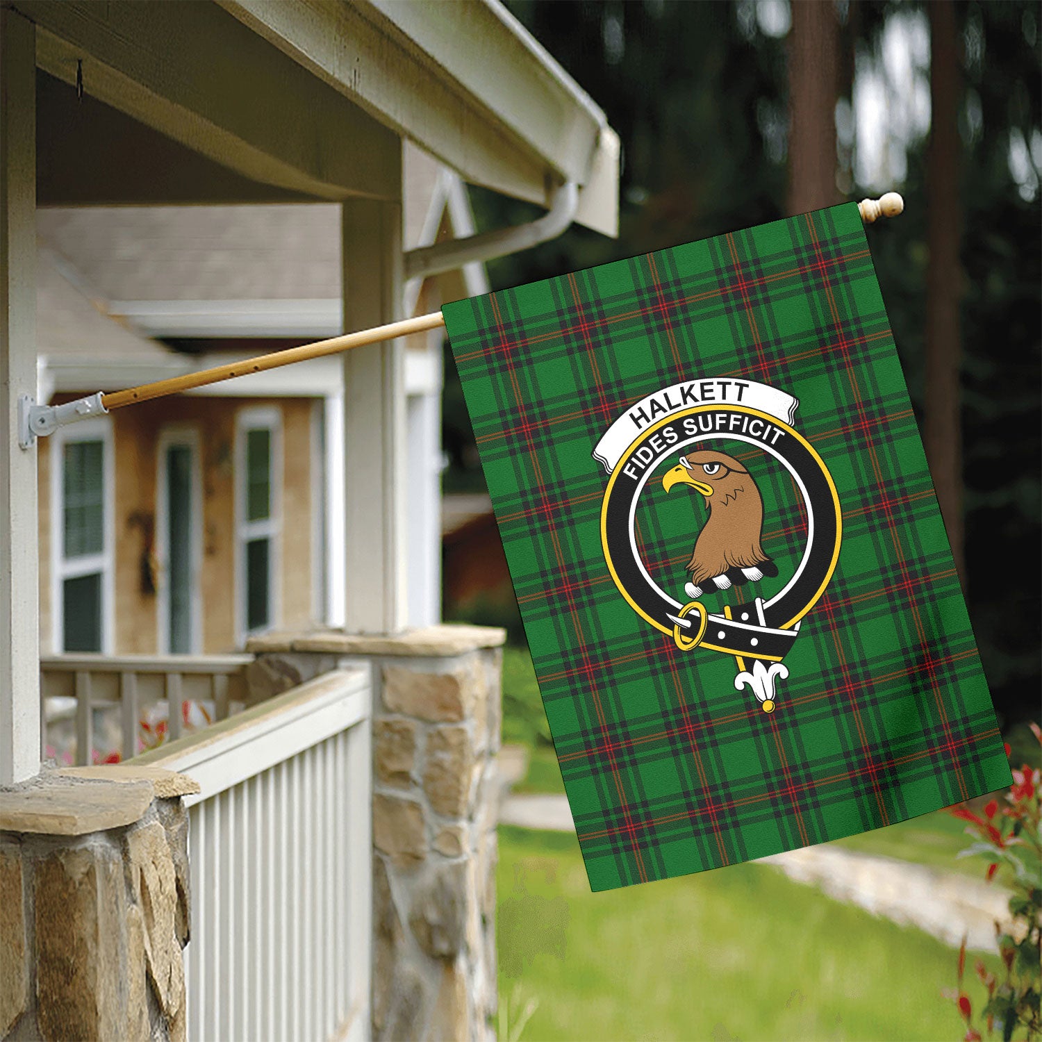 Halkett Tartan Crest Garden Flag