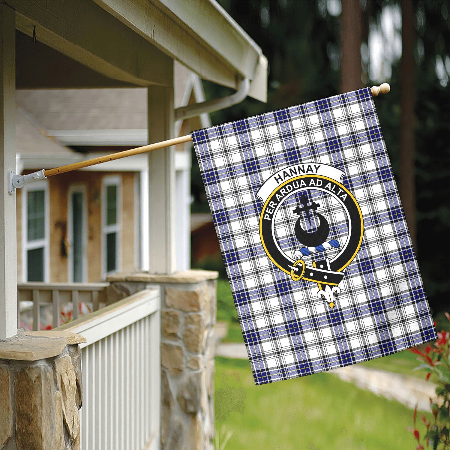 Hannay Modern Tartan Crest Garden Flag