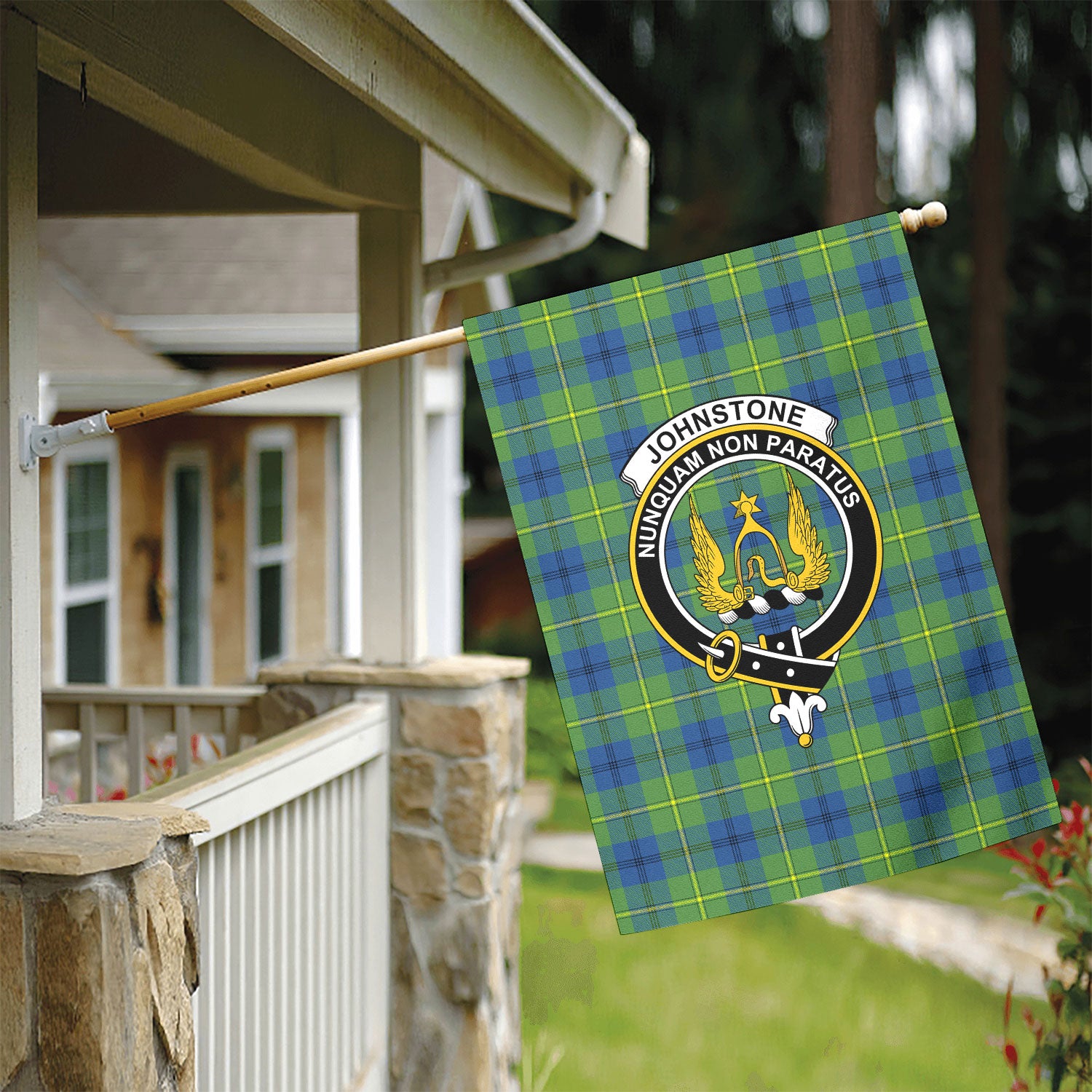 Johnstone Ancient Tartan Crest Garden Flag