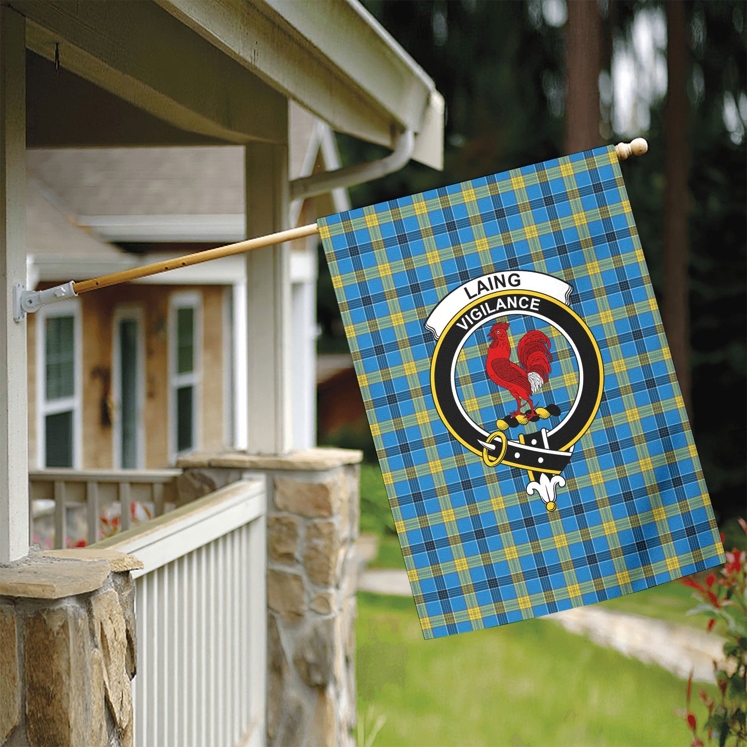 Laing Tartan Crest Garden Flag