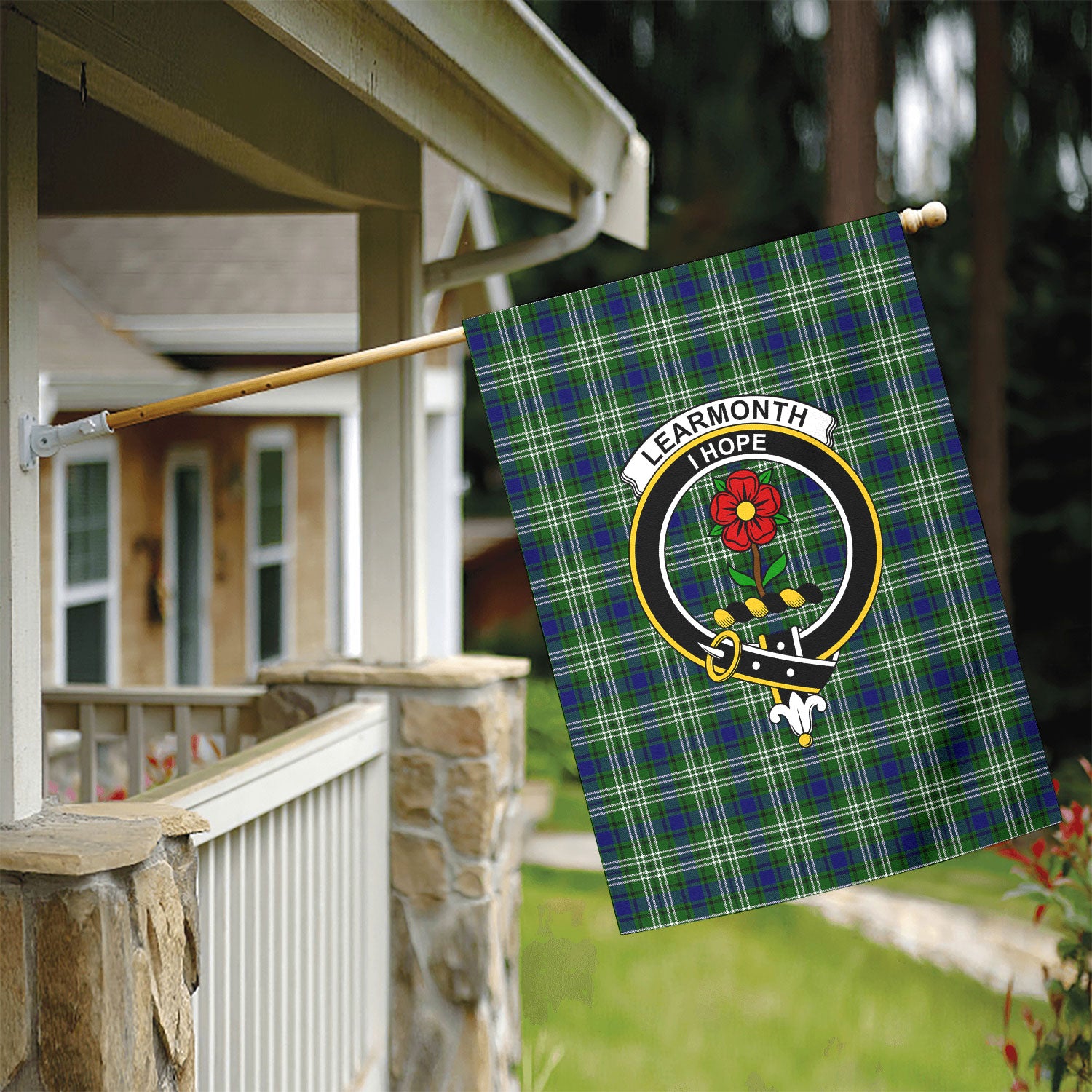 Learmonth Tartan Crest Garden Flag