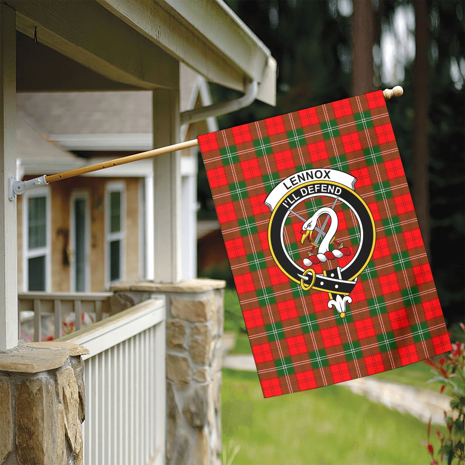Lennox Tartan Crest Garden Flag