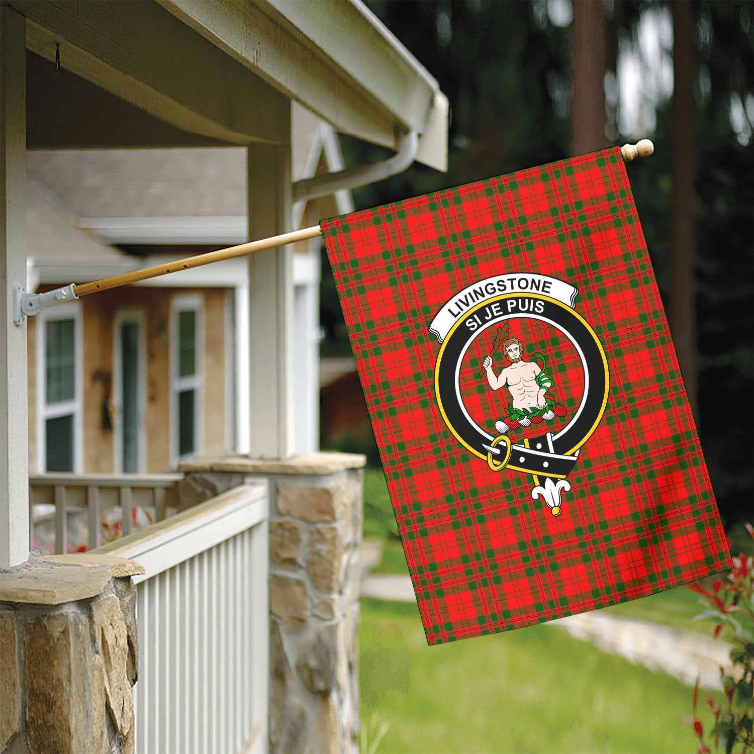 Livingstone Tartan Crest Garden Flag