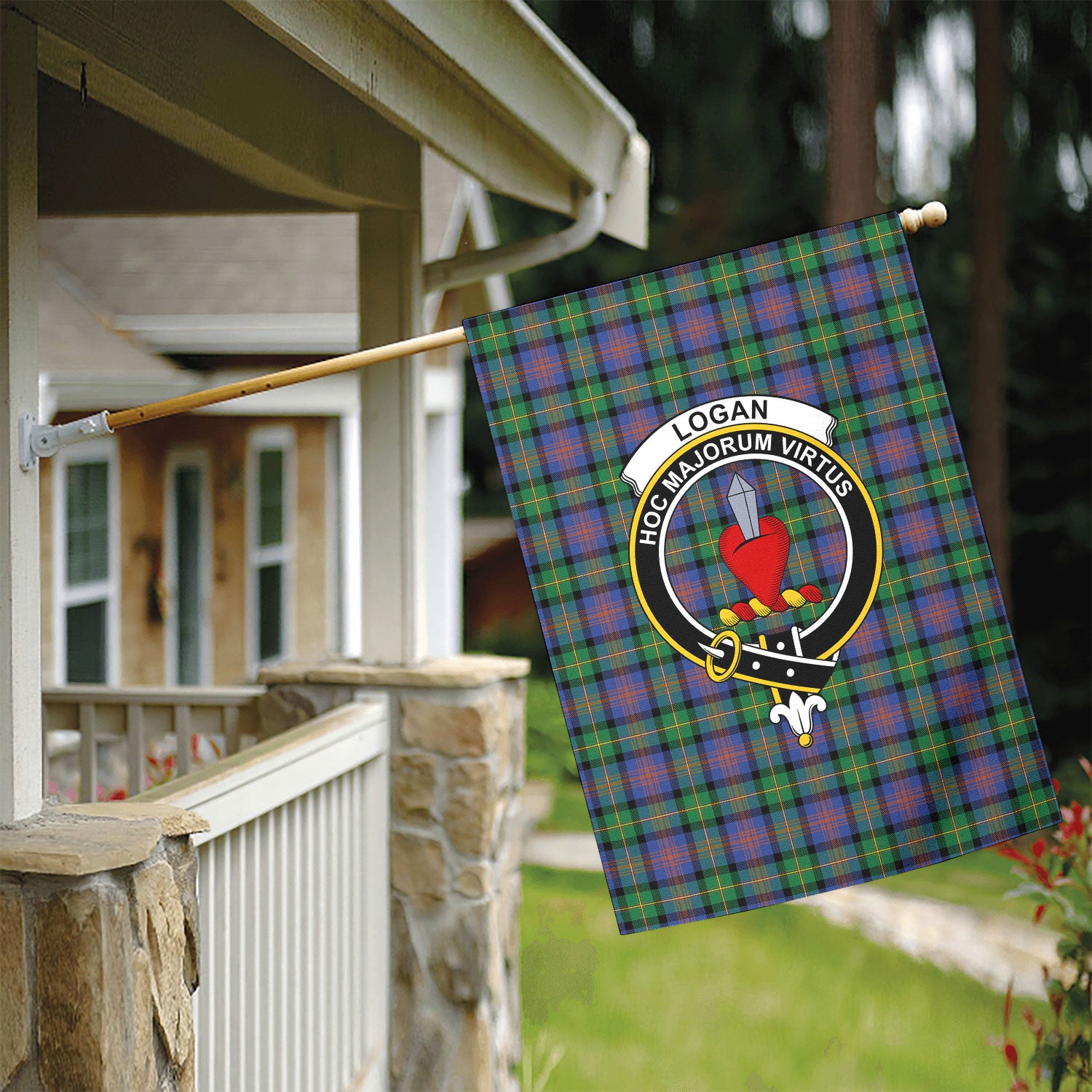 Logan Ancient Tartan Crest Garden Flag