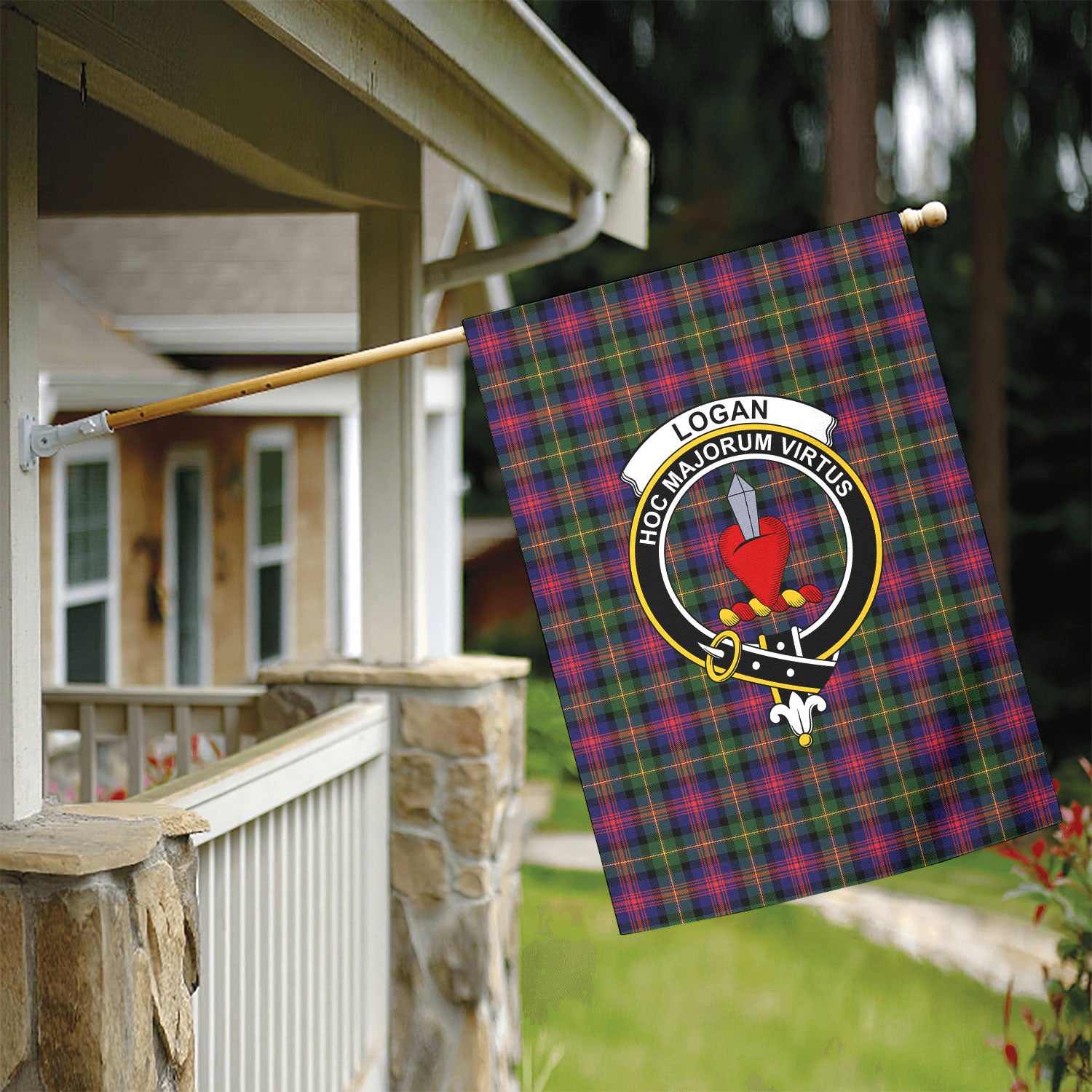 Logan Modern Tartan Crest Garden Flag
