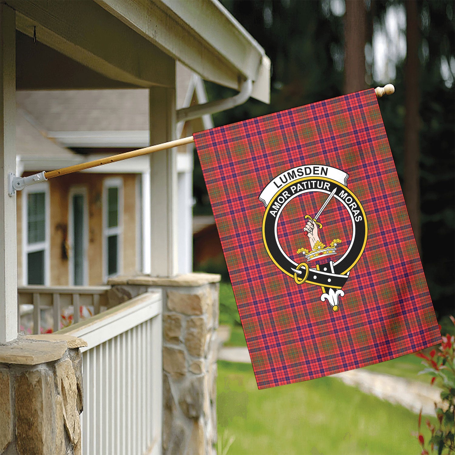 Lumsden Modern Tartan Crest Garden Flag