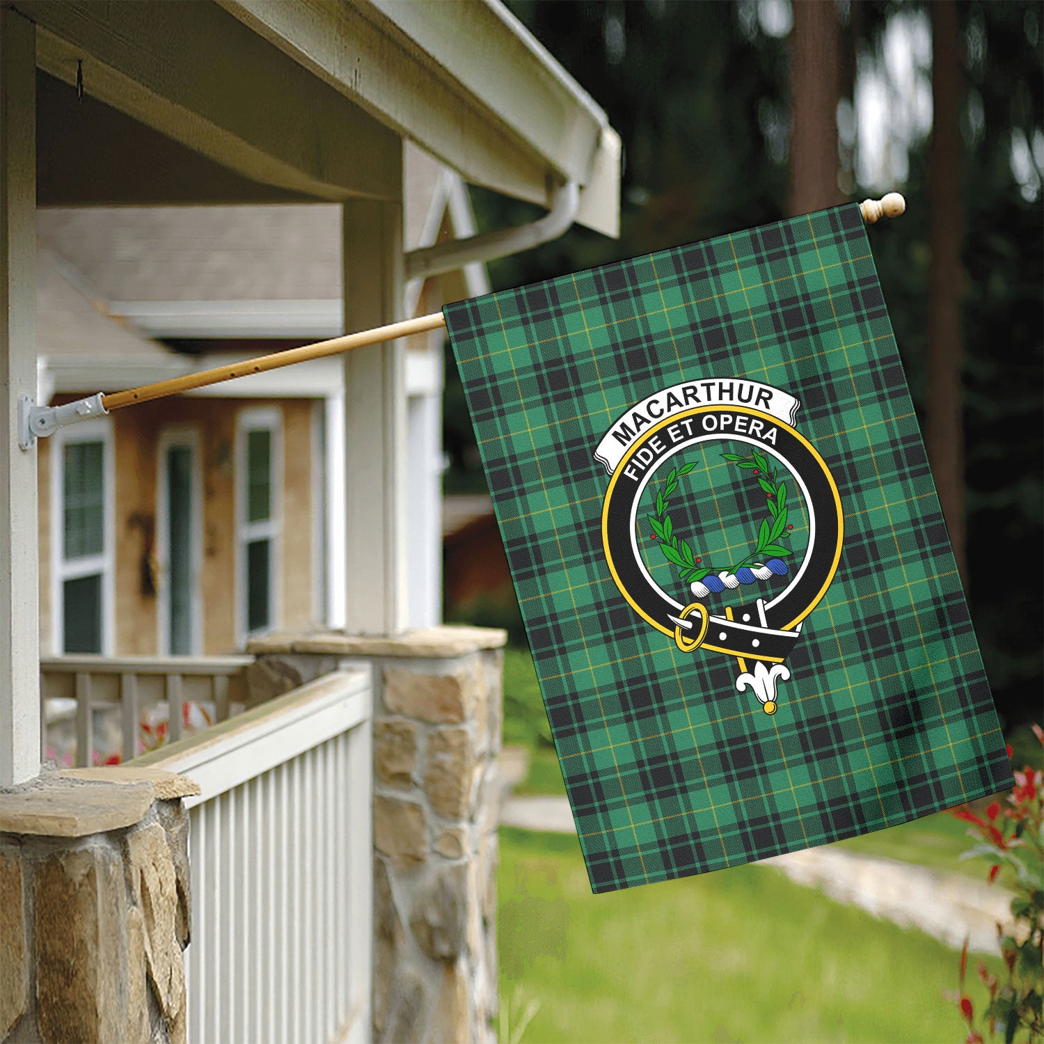 MacArthur Ancient Tartan Crest Garden Flag