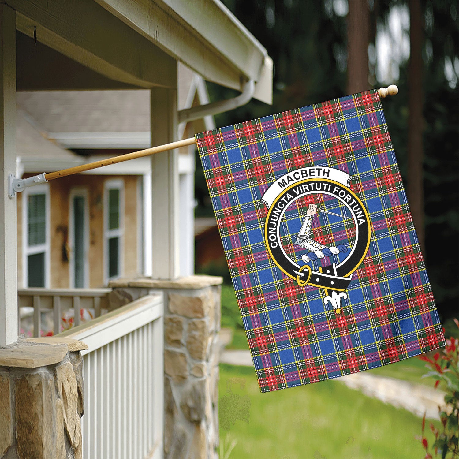 MacBeth Modern Tartan Crest Garden Flag