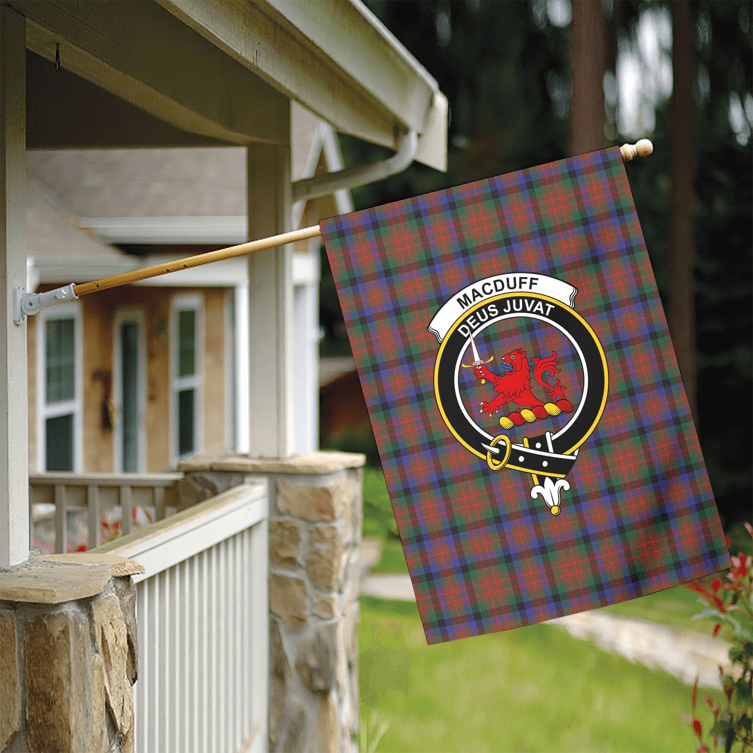 MacDuff Hunting Modern Tartan Crest Garden Flag