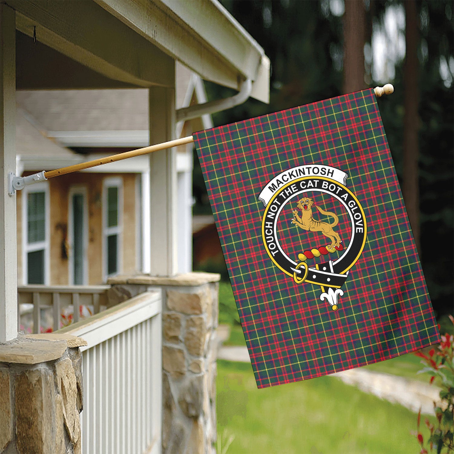 MacKintosh Hunting Modern Tartan Crest Garden Flag