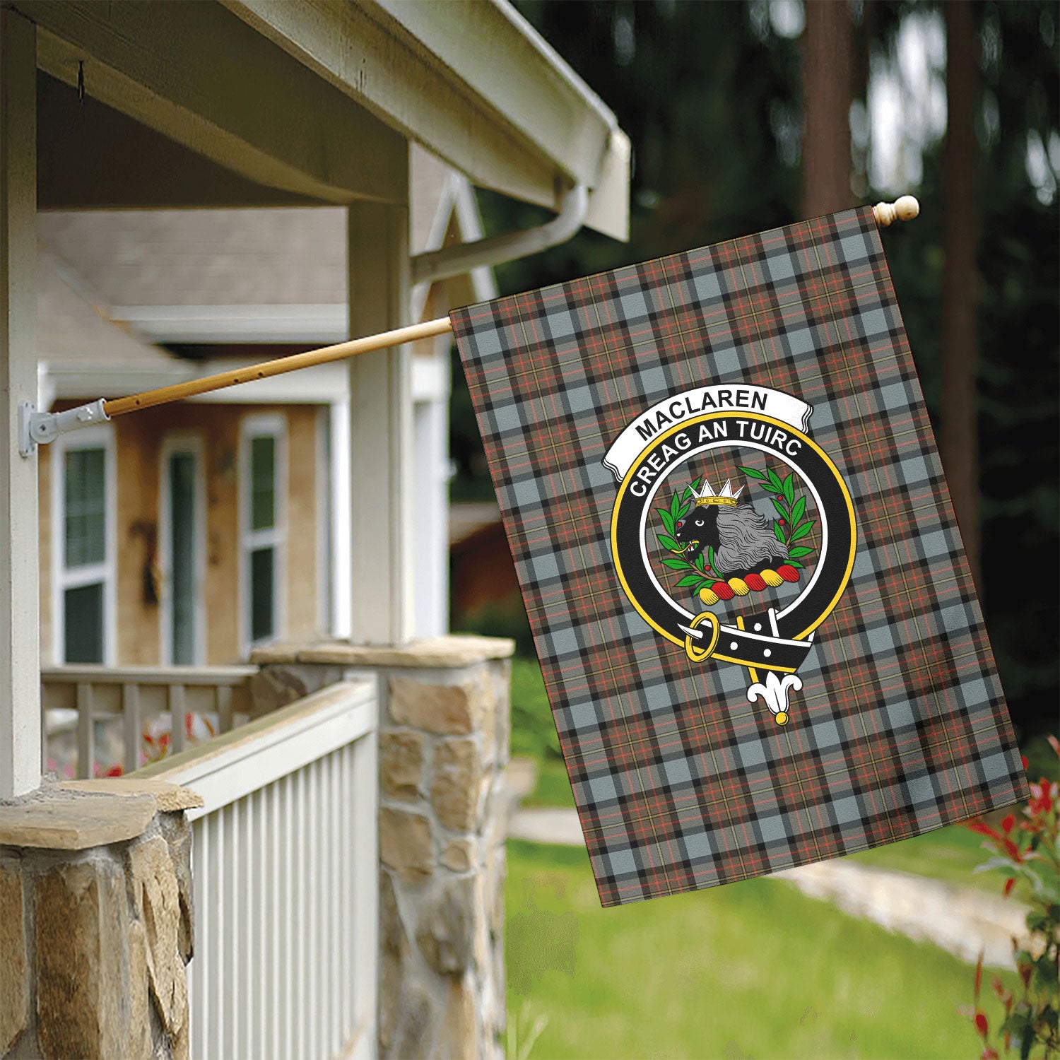 MacLaren Weathered Tartan Crest Garden Flag