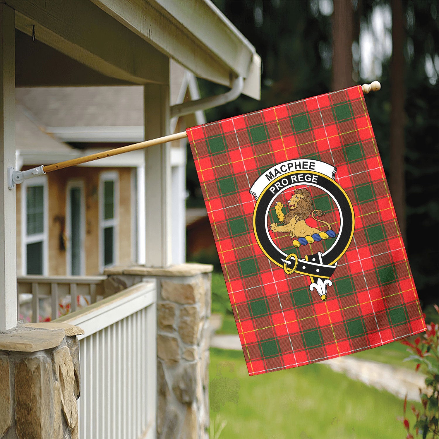 MacPhee Modern Tartan Crest Garden Flag