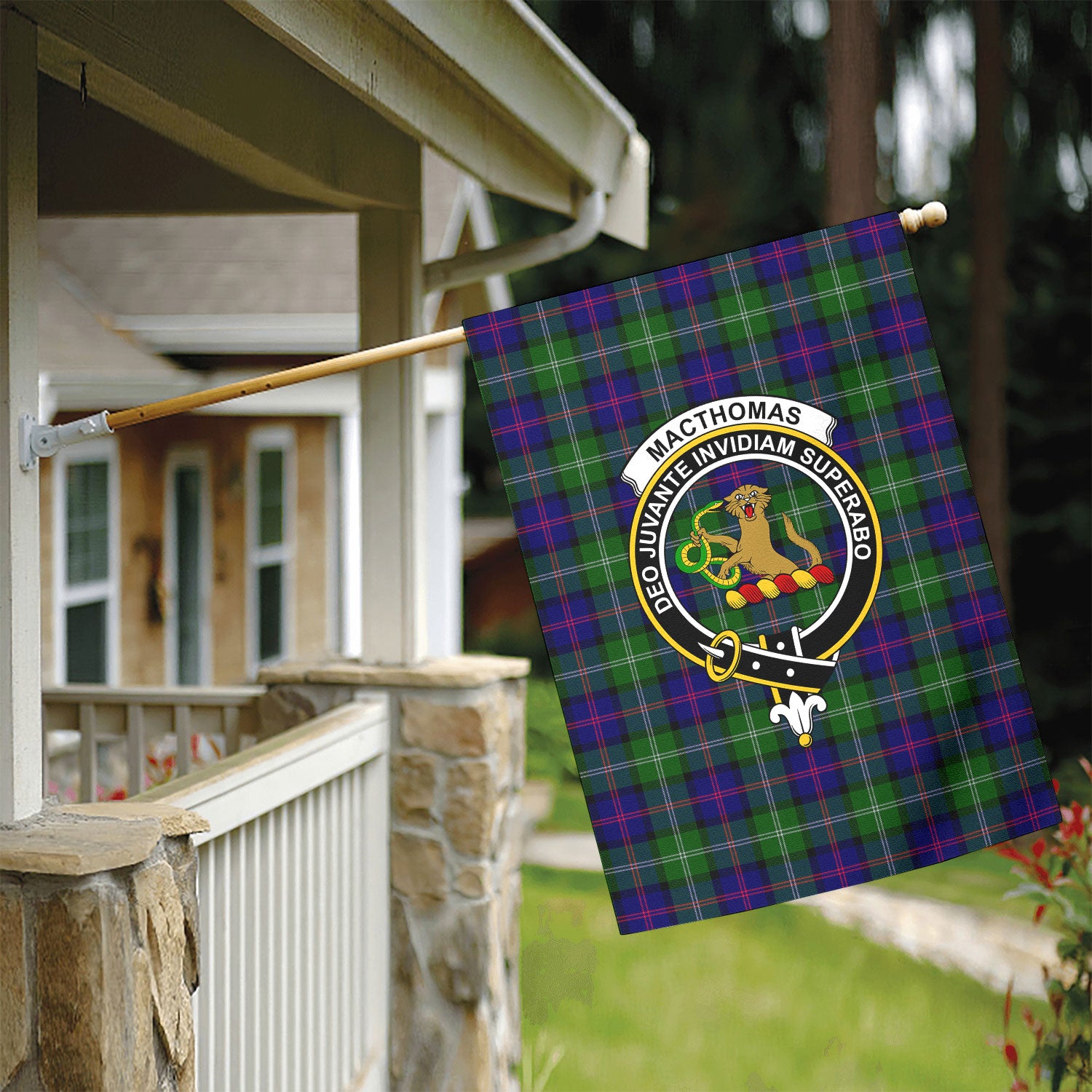 MacThomas Modern Tartan Crest Garden Flag