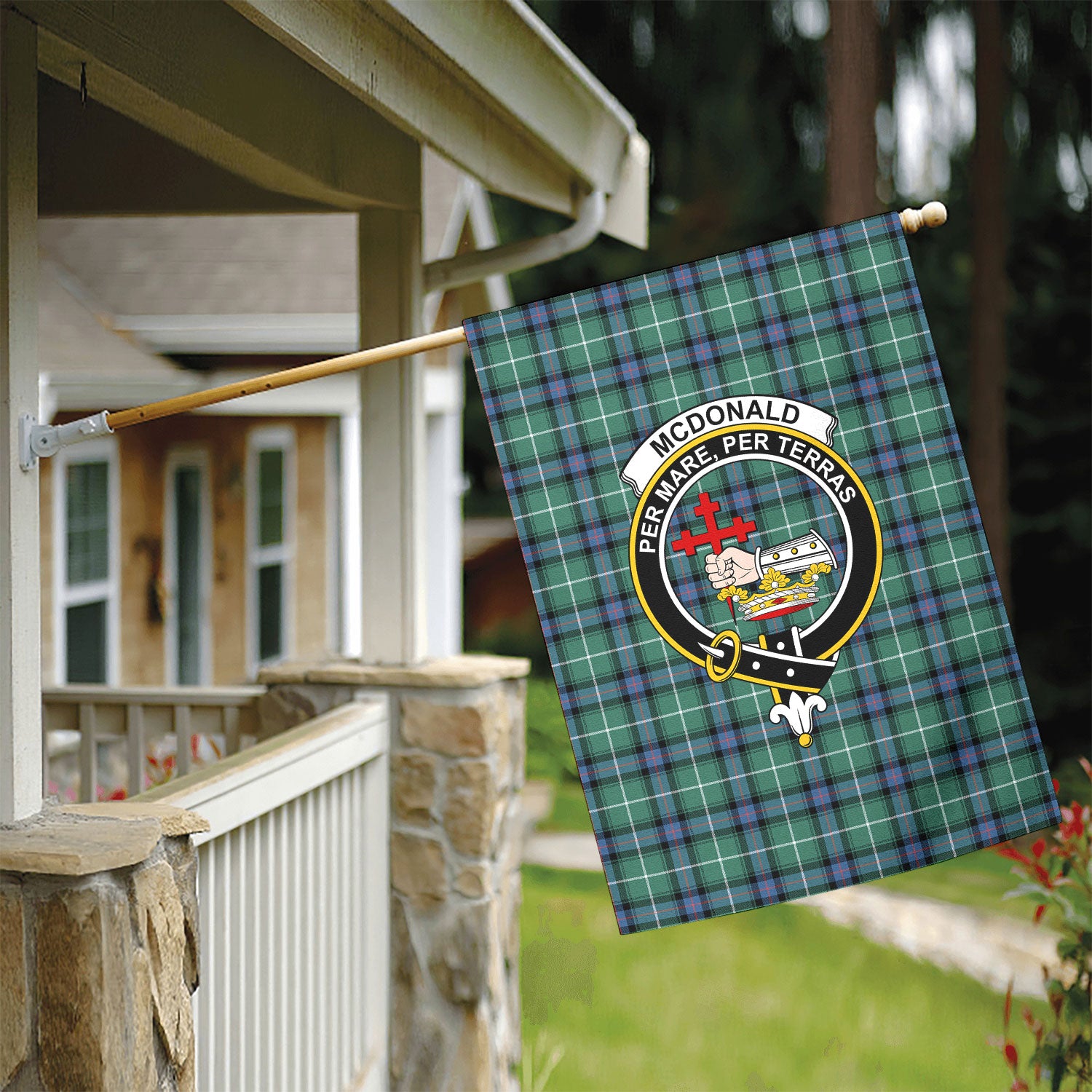 McDonald of the Isles Hunting Ancient Tartan Crest Garden Flag