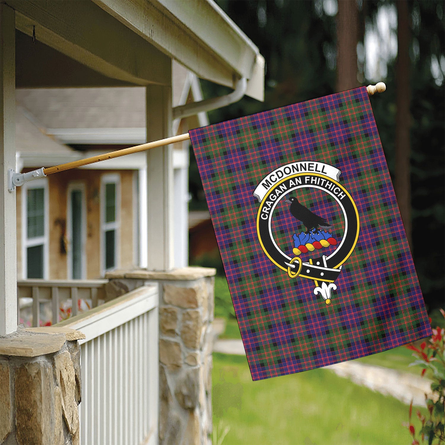 McDonnell of Glengarry Modern Tartan Crest Garden Flag