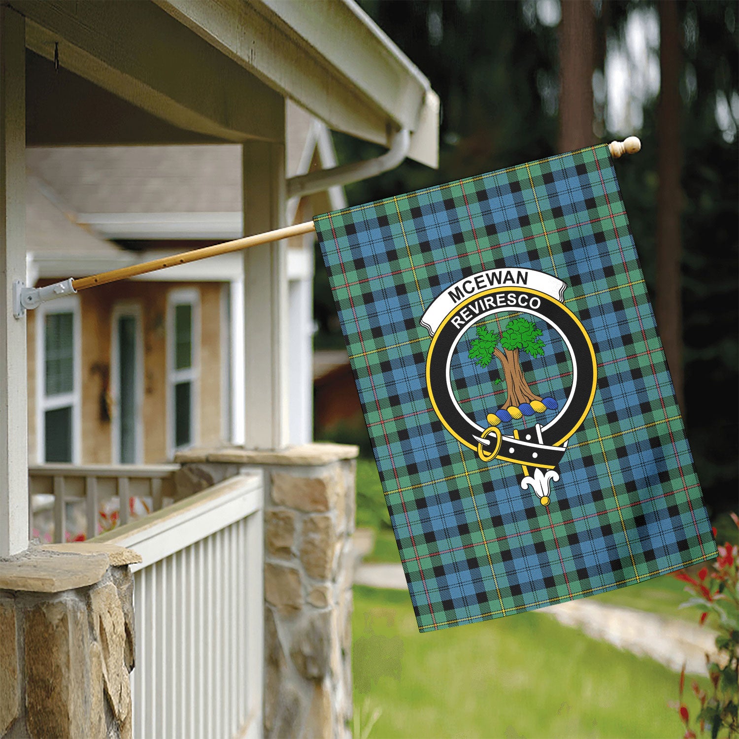 McEwan Ancient Tartan Crest Garden Flag