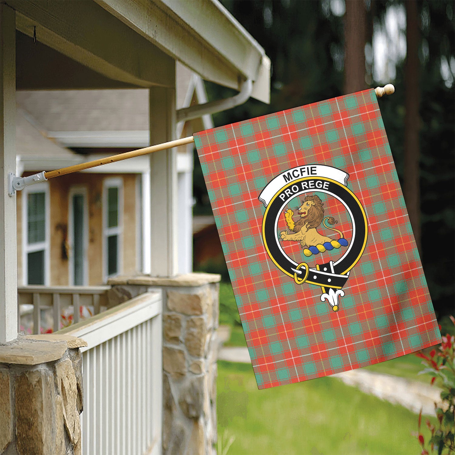 McFie Ancient Tartan Crest Garden Flag