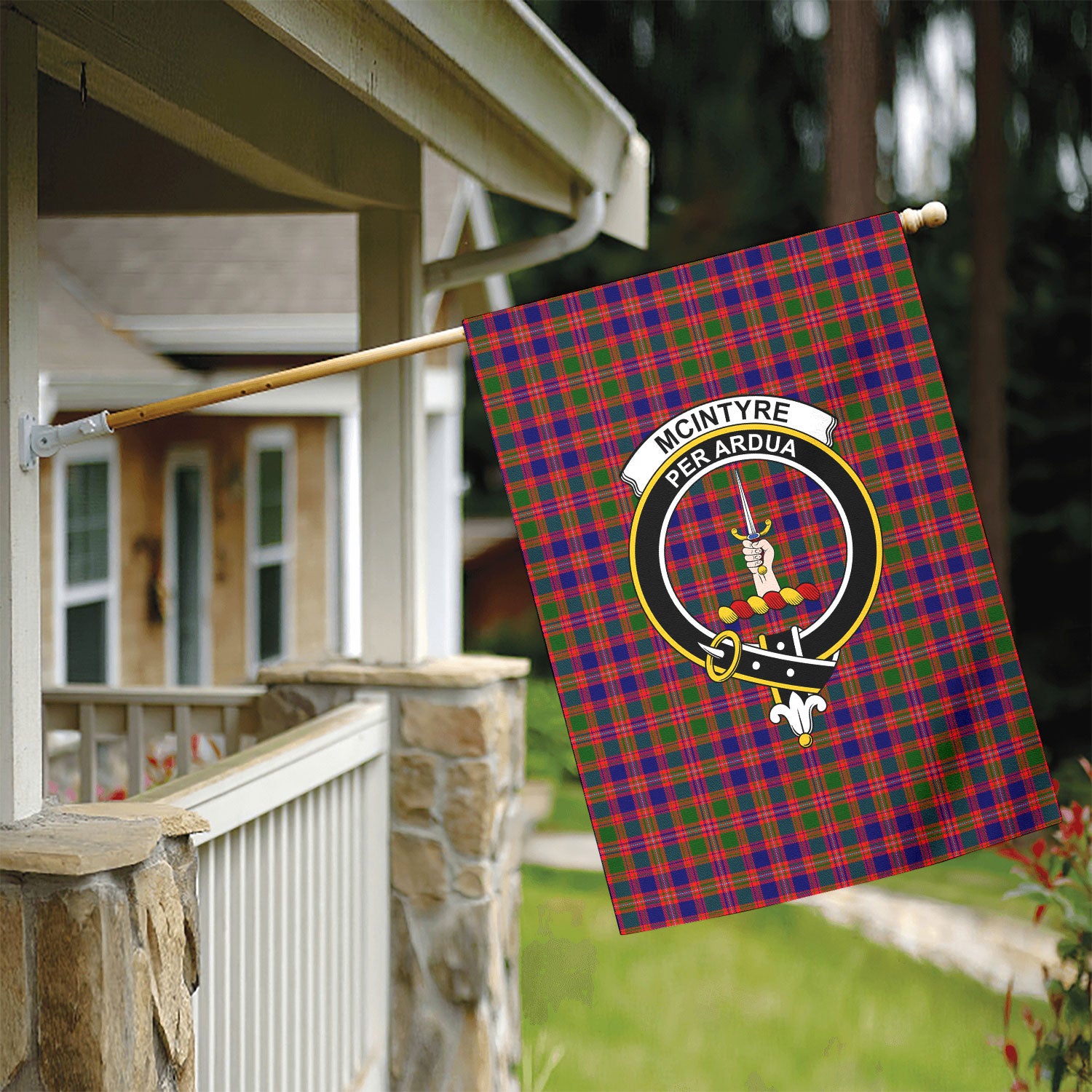 McIntyre Modern Tartan Crest Garden Flag