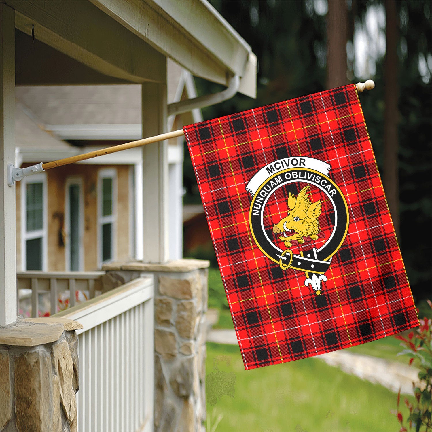 McIvor Tartan Crest Garden Flag