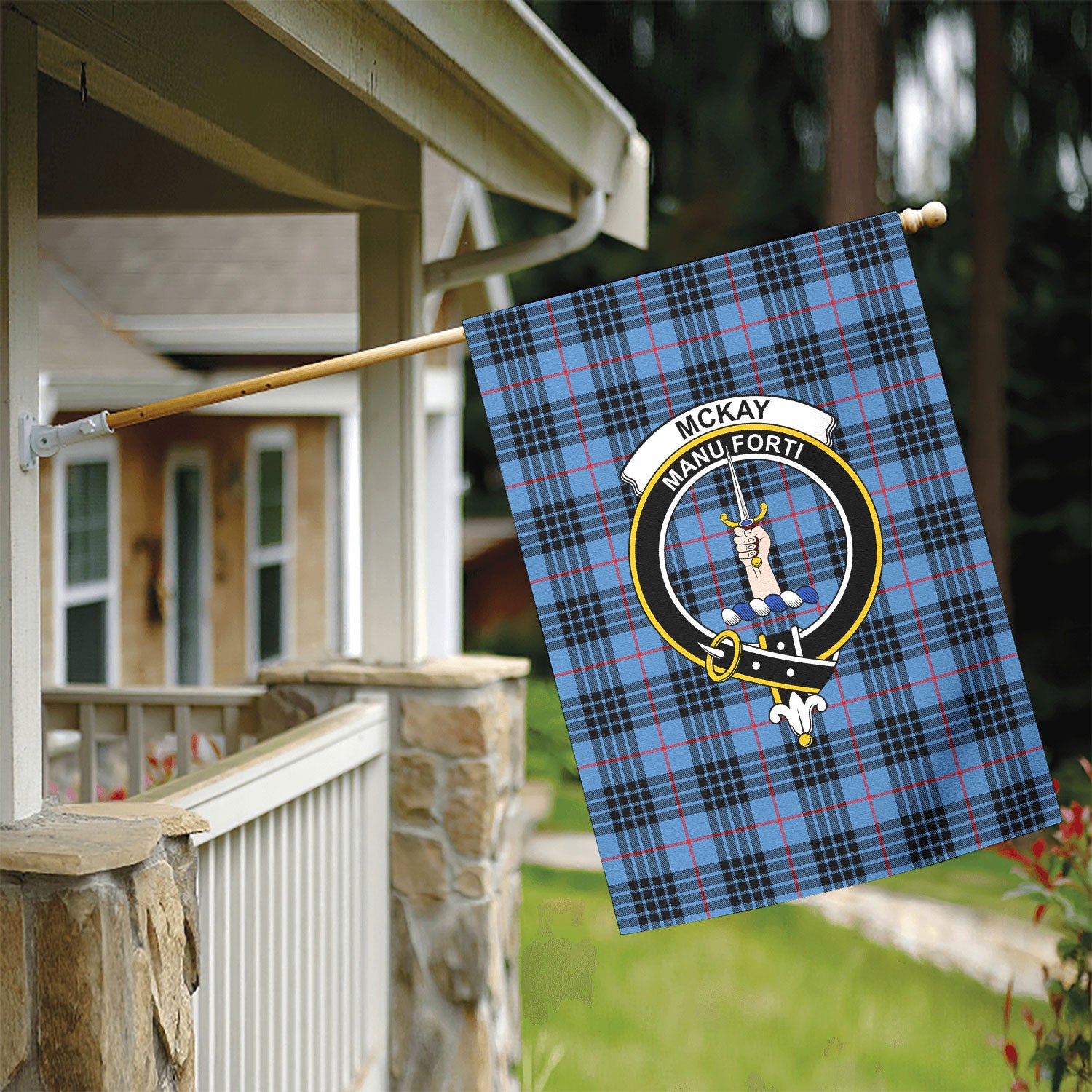 McKay Blue Tartan Crest Garden Flag