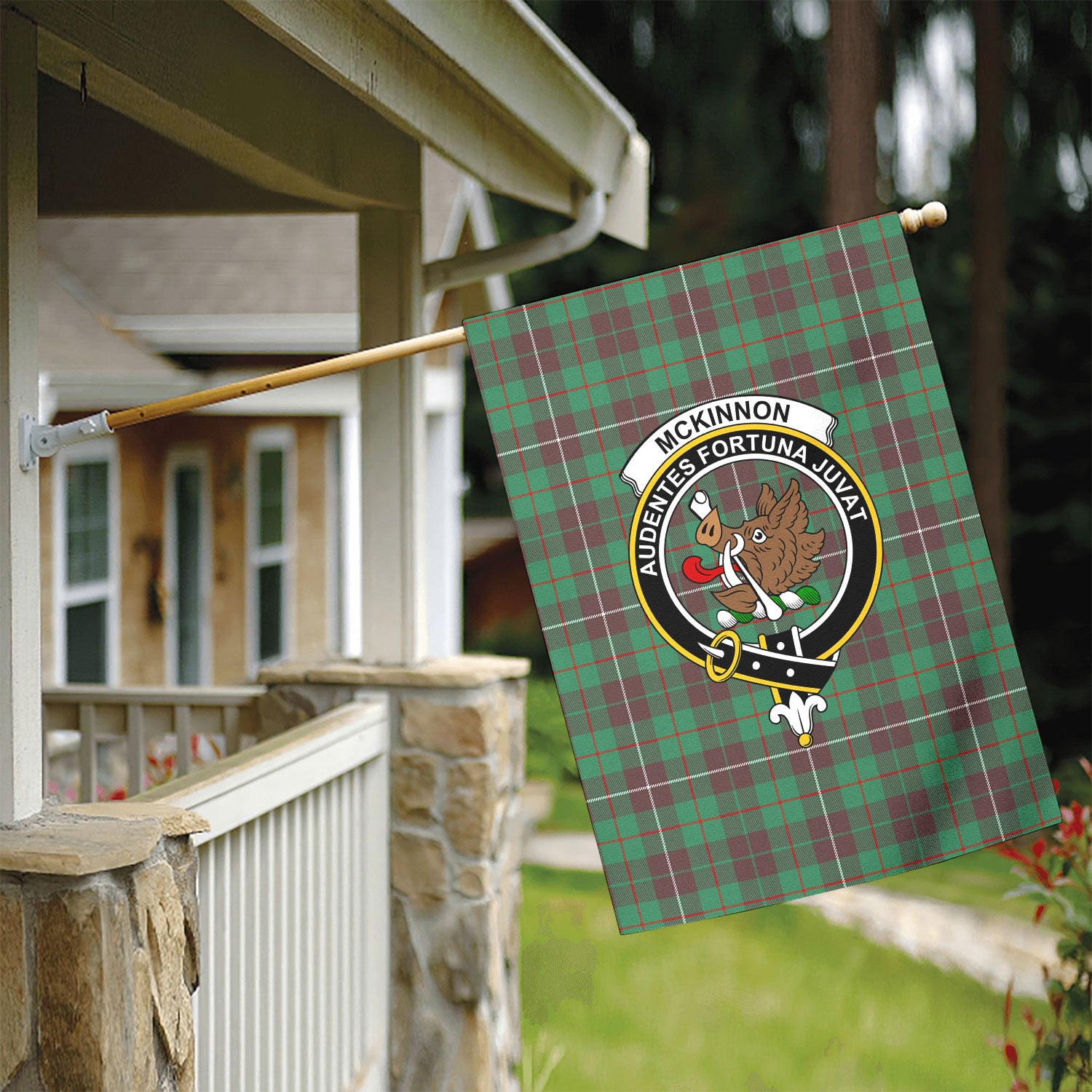 McKinnon Hunting Ancient Tartan Crest Garden Flag