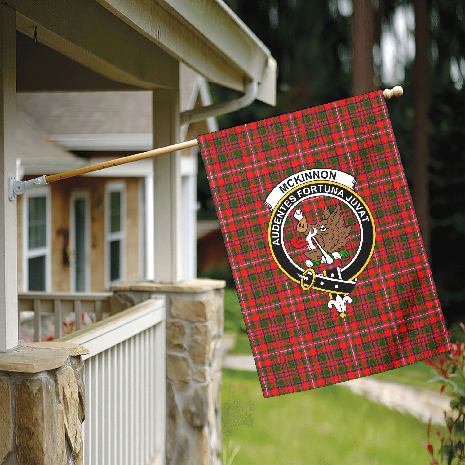 McKinnon Modern Tartan Crest Garden Flag