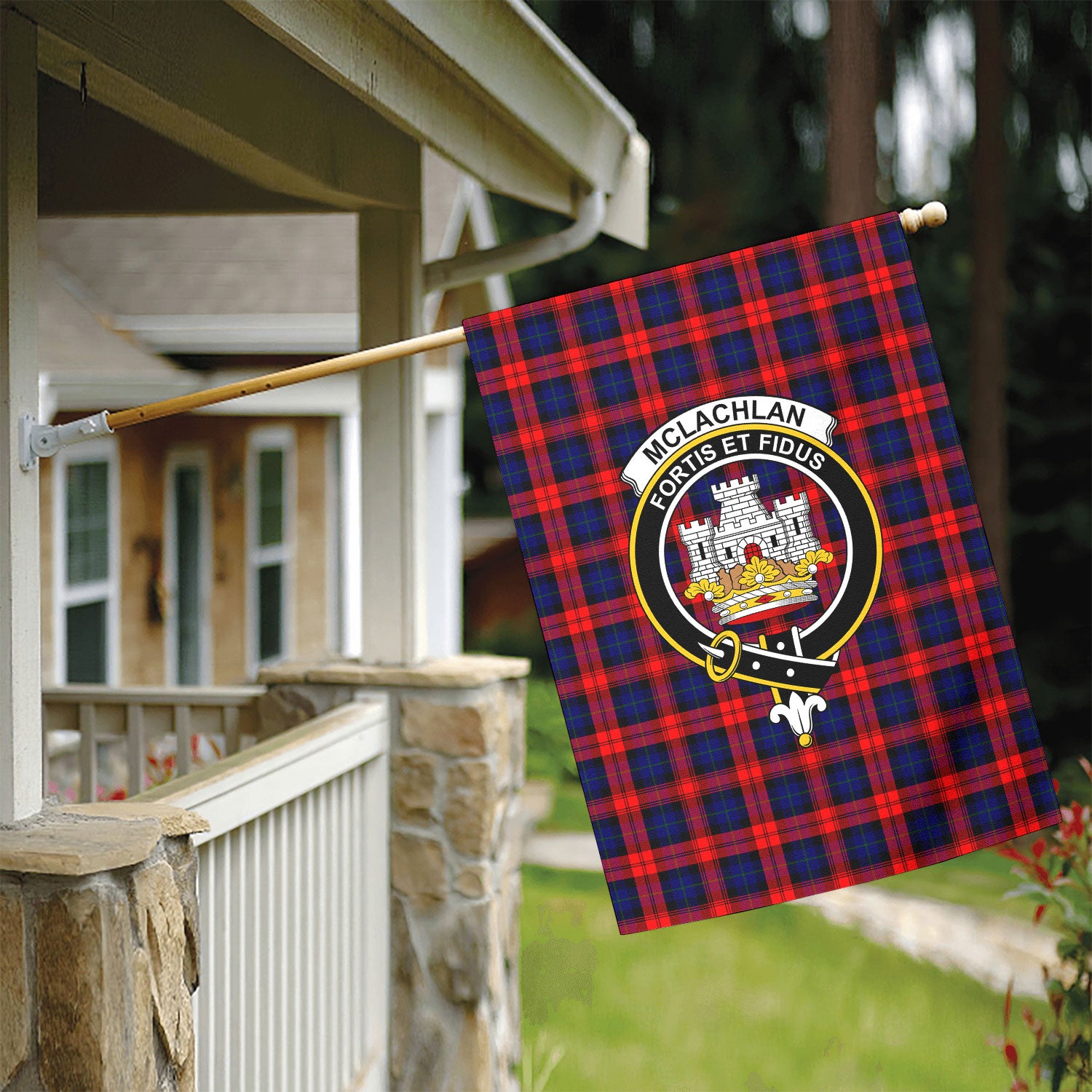 McLachlan Modern Tartan Crest Garden Flag
