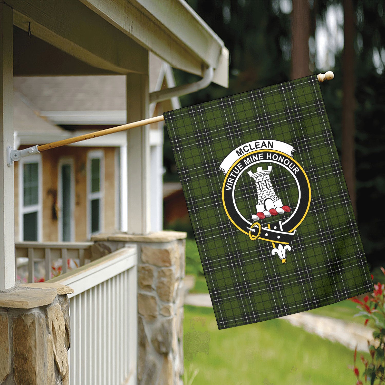 McLean Hunting Tartan Crest Garden Flag