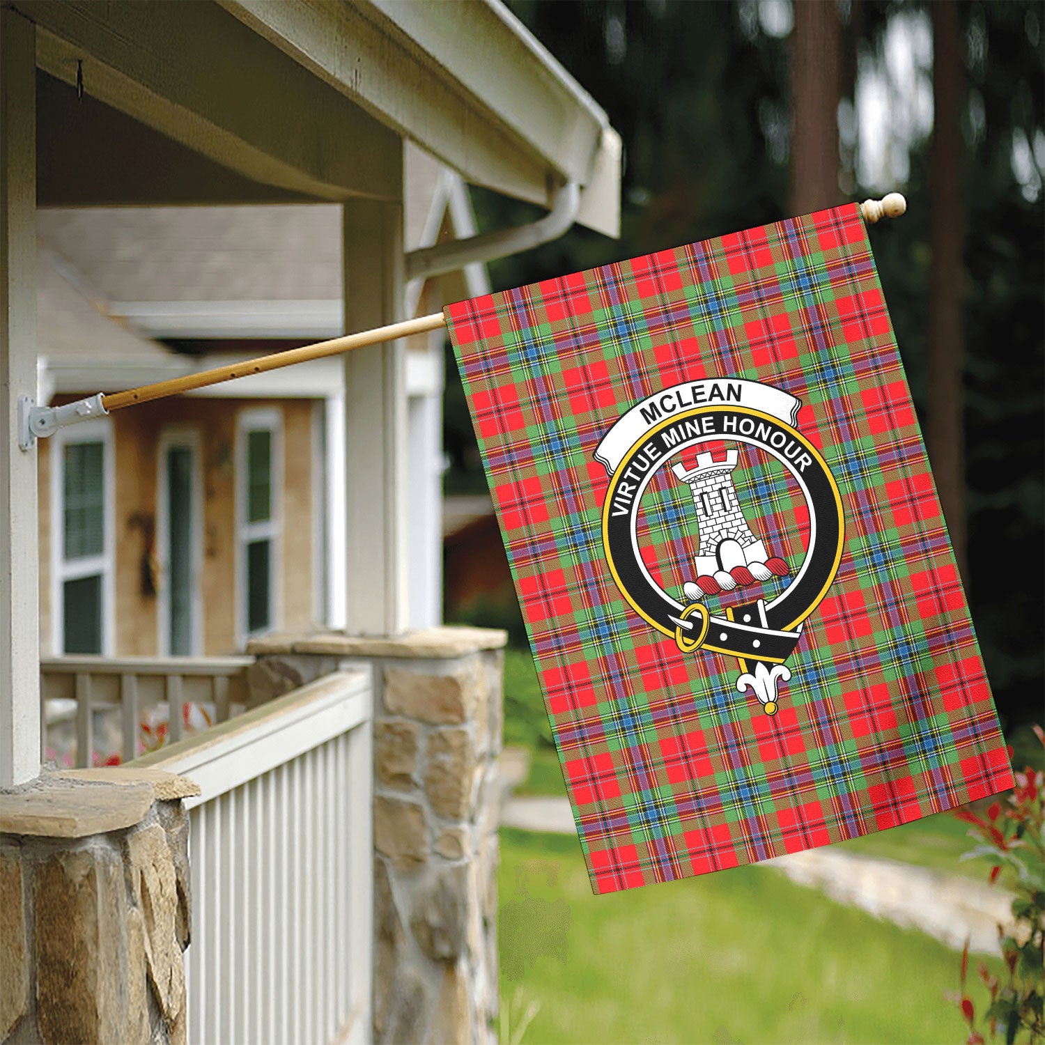 McLean of Duart Modern Tartan Crest Garden Flag