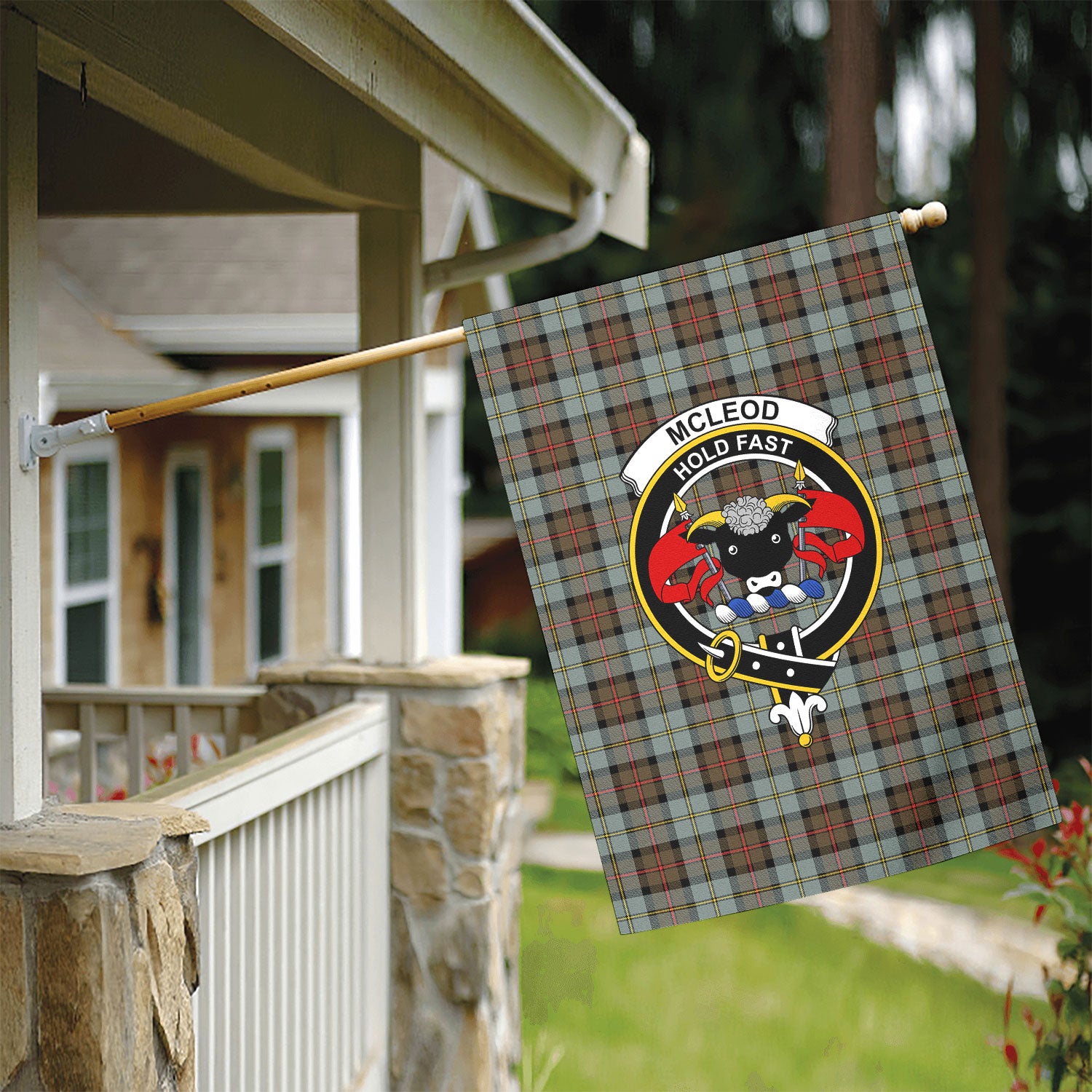 McLeod of Harris Weathered Tartan Crest Garden Flag