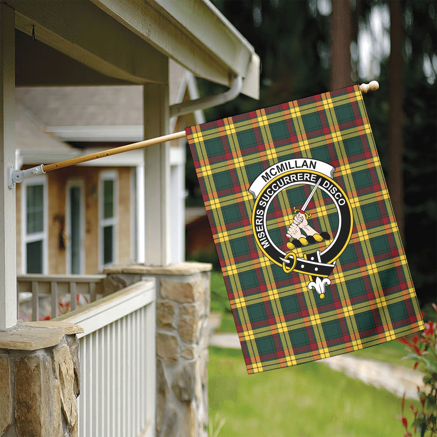 McMillan Old Modern Tartan Crest Garden Flag