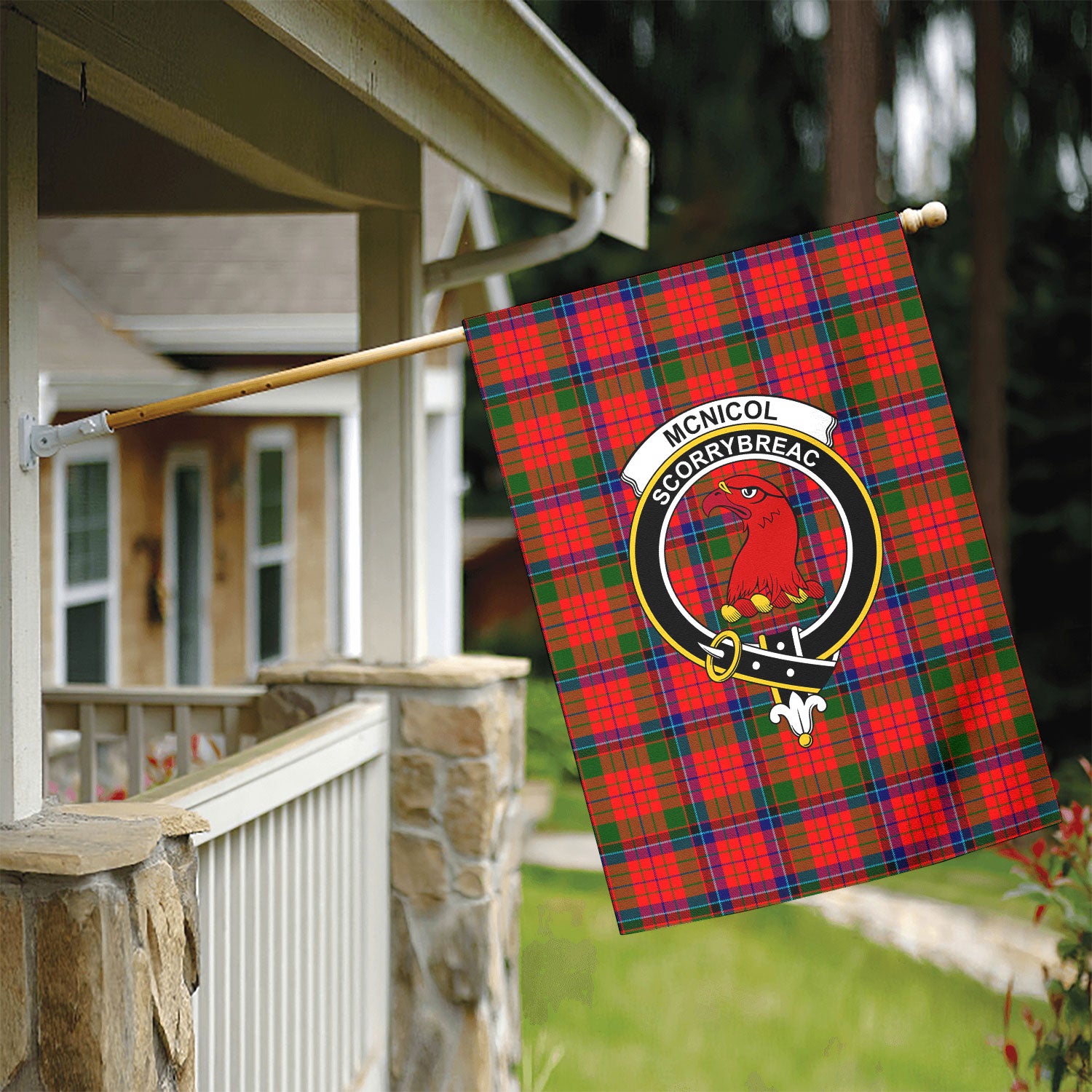McNicol (of Scorrybreac) Tartan Crest Garden Flag