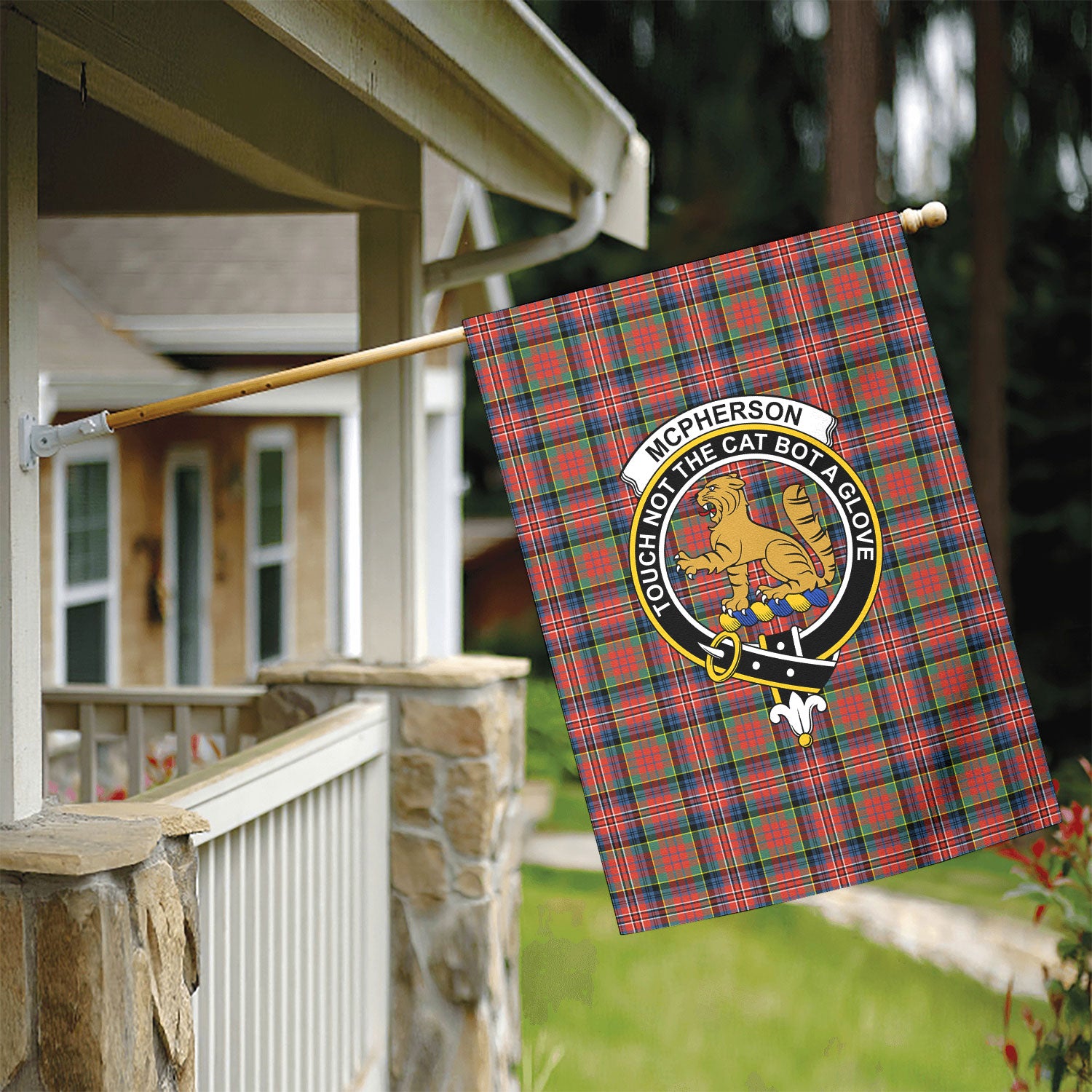 McPherson Ancient Tartan Crest Garden Flag