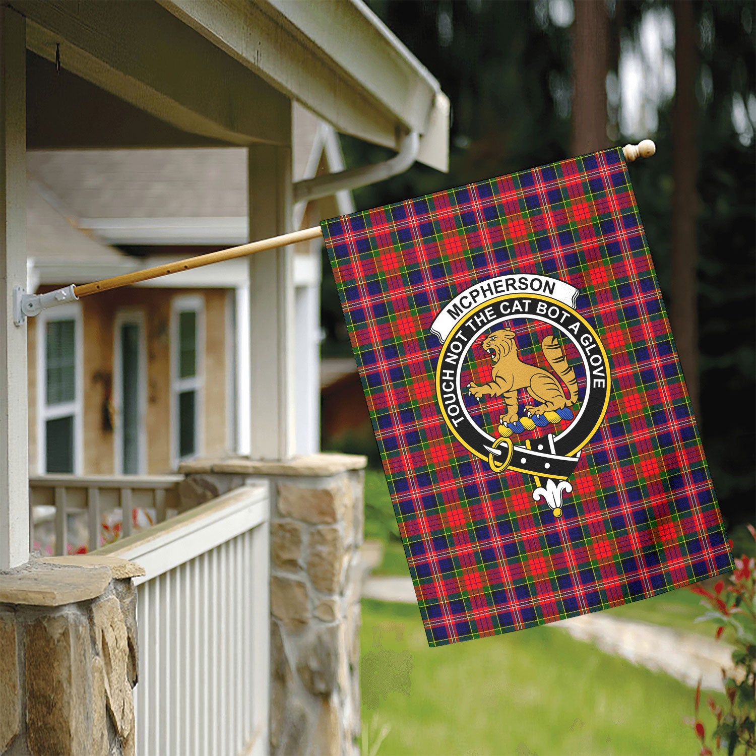 McPherson Modern Tartan Crest Garden Flag