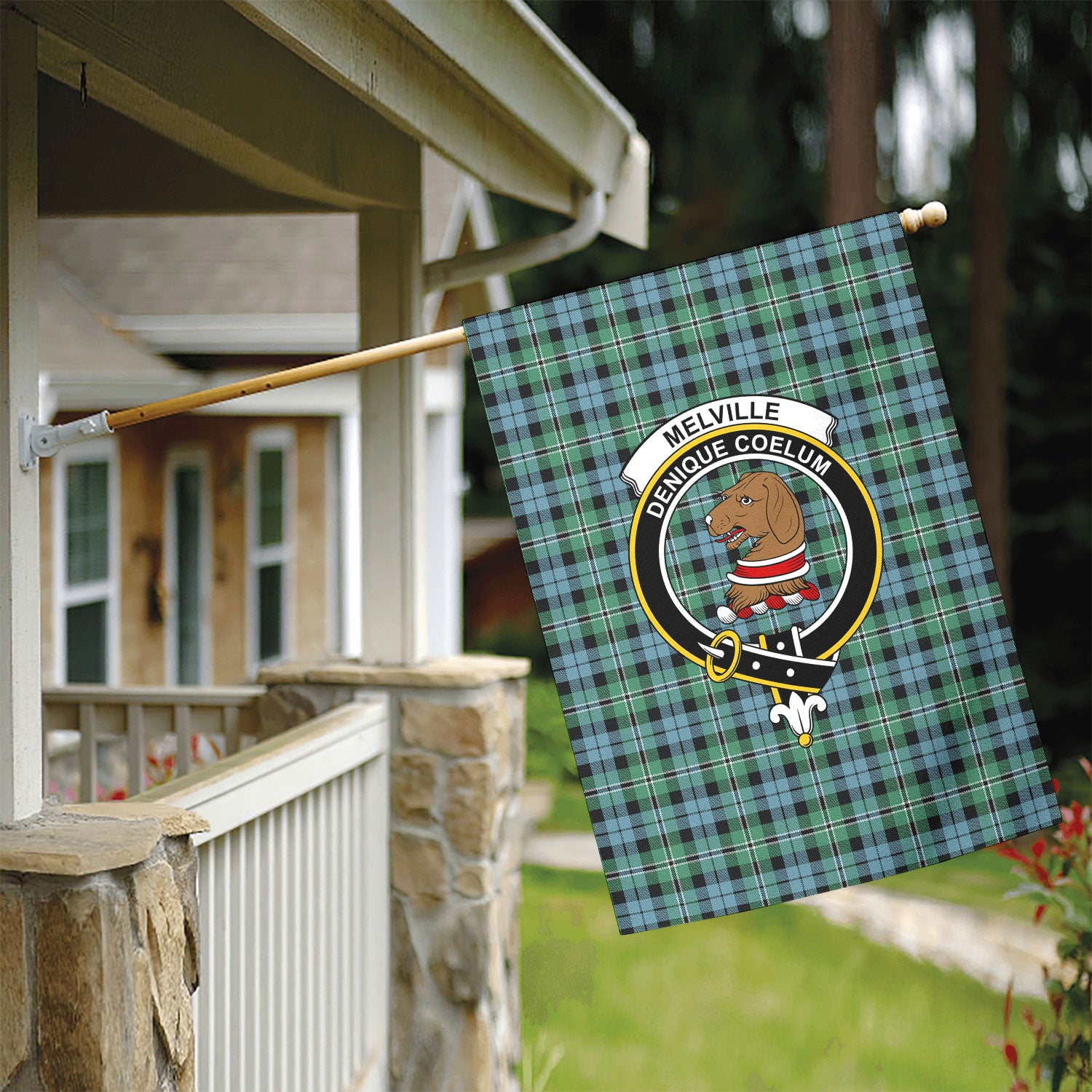 Melville Tartan Crest Garden Flag