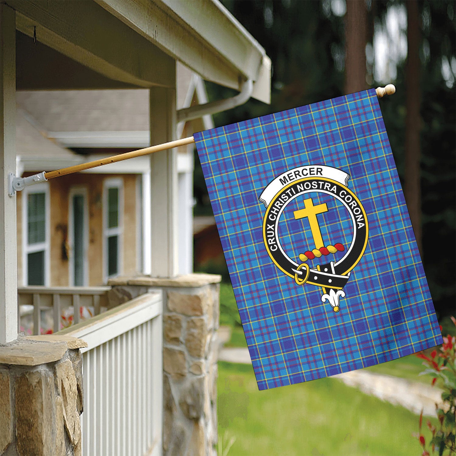 Mercer Modern Tartan Crest Garden Flag