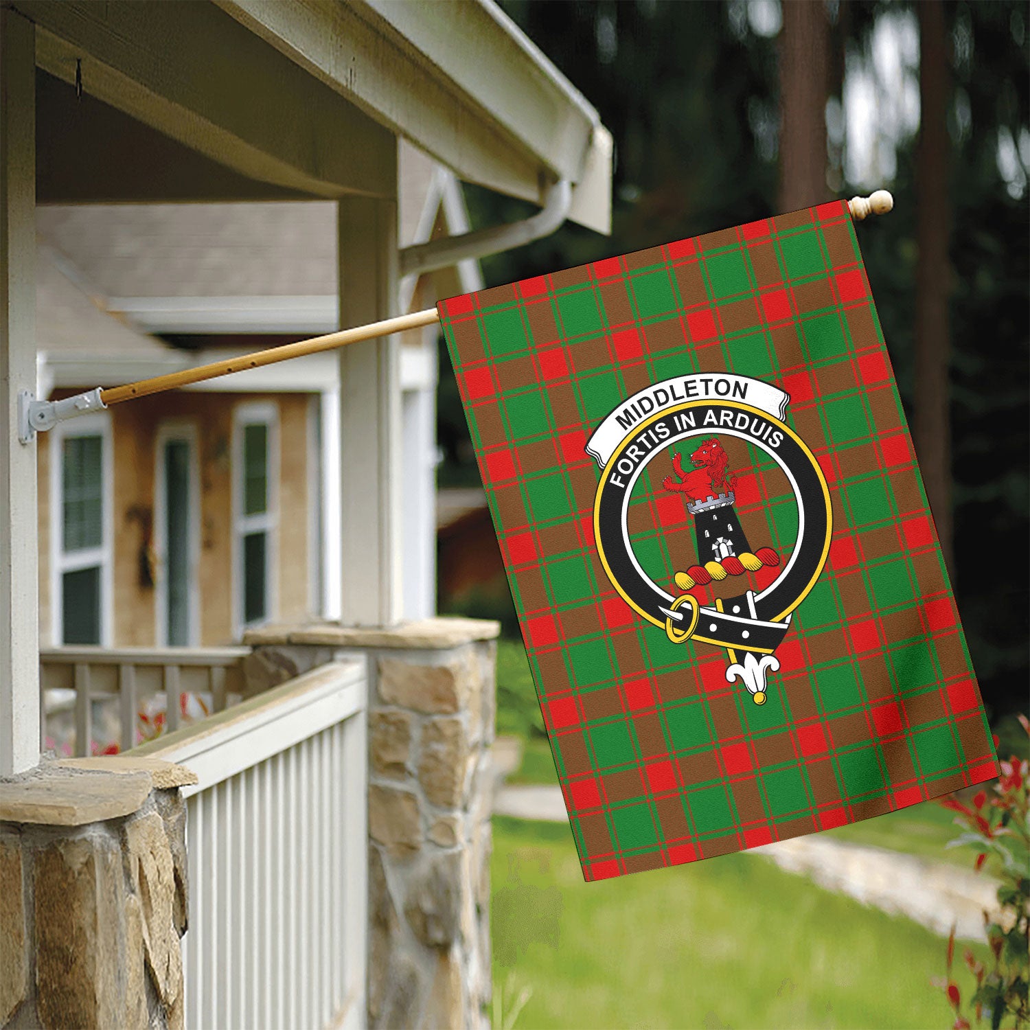 Middleton Modern Tartan Crest Garden Flag