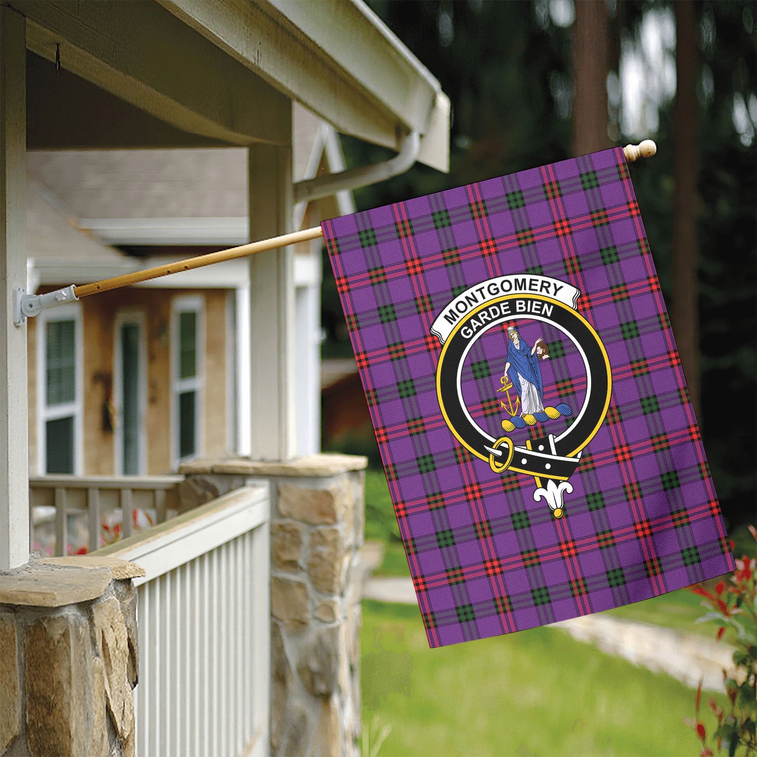 Montgomery Modern Tartan Crest Garden Flag