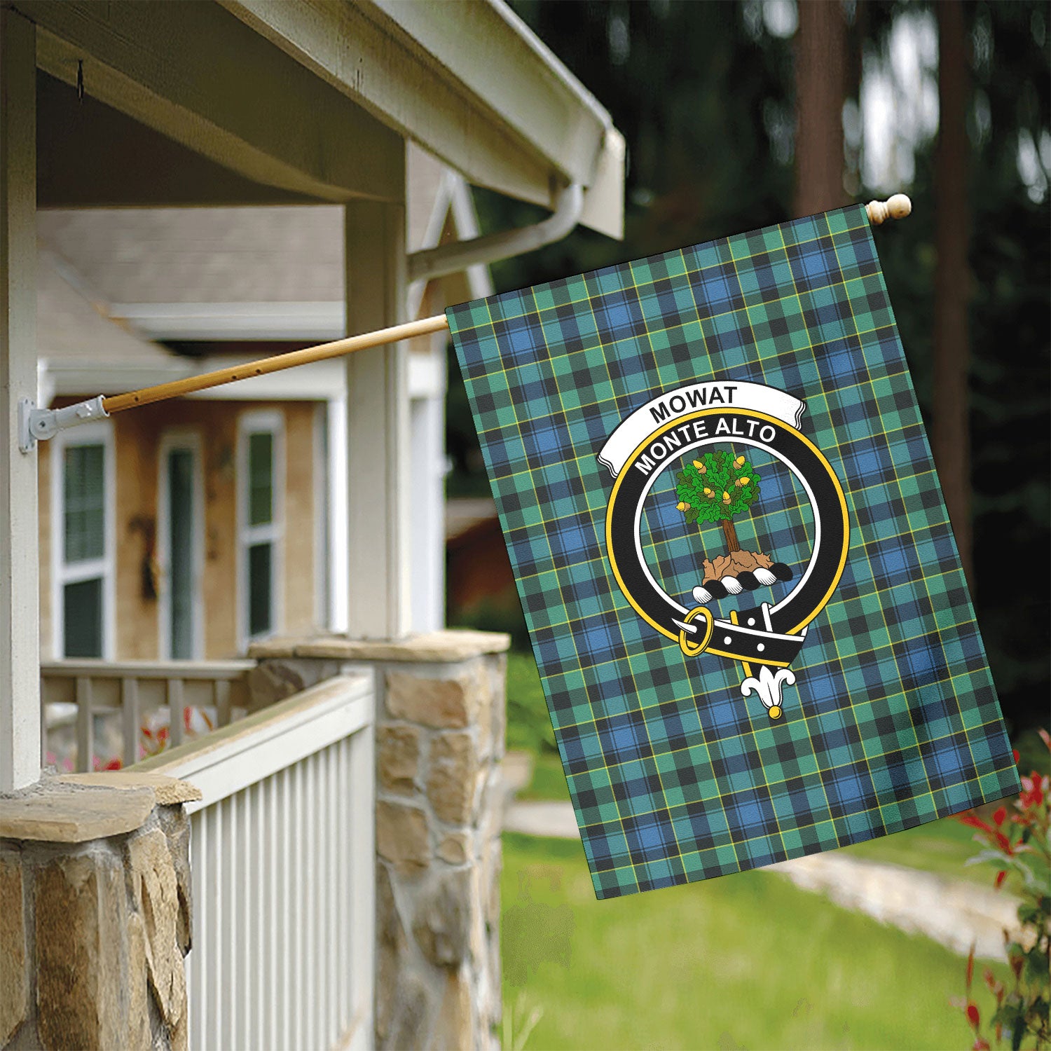 Mowat Ancient Tartan Crest Garden Flag