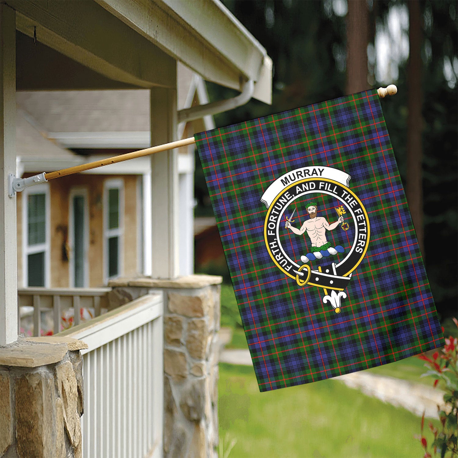 Murray of Atholl Modern Tartan Crest Garden Flag