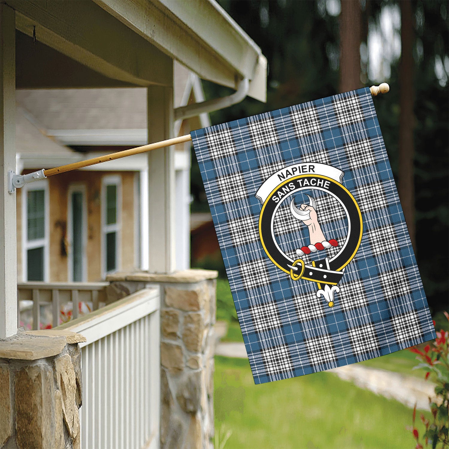 Napier Modern Tartan Crest Garden Flag