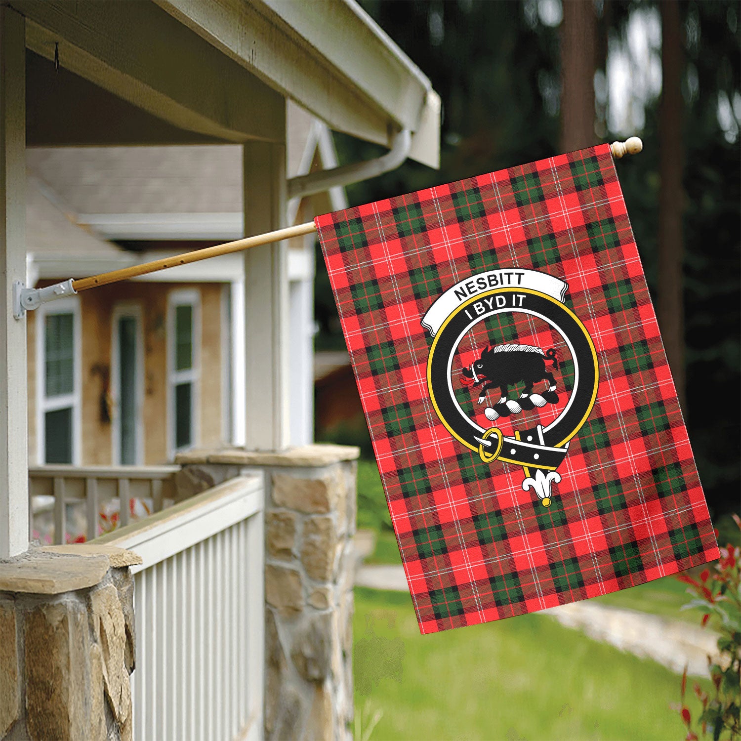 Nesbitt Modern Tartan Crest Garden Flag