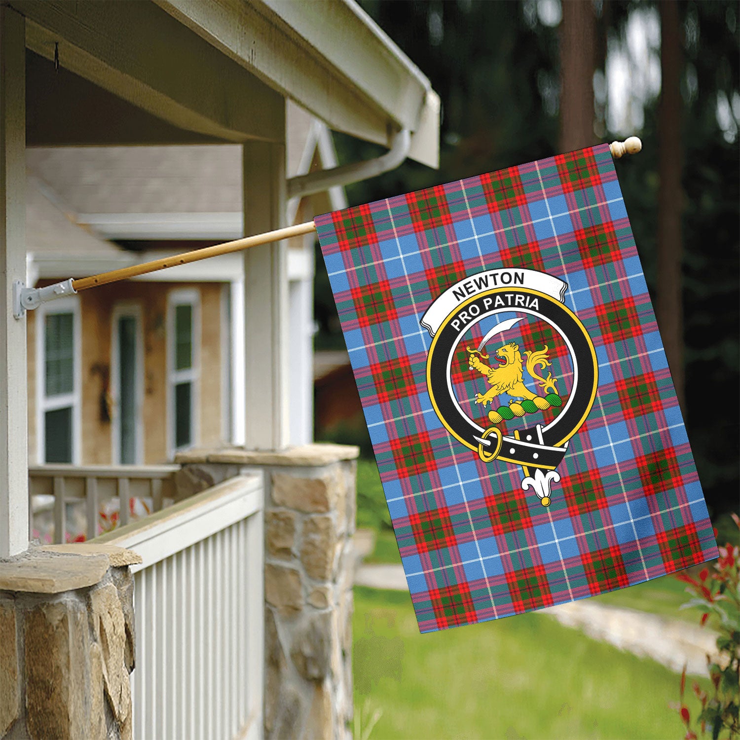 Newton Tartan Crest Garden Flag