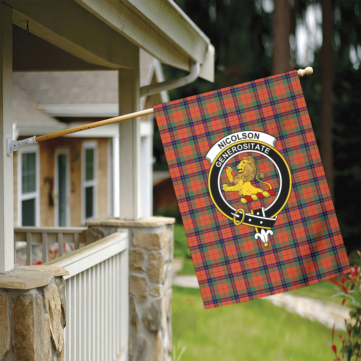 Nicolson Ancient Tartan Crest Garden Flag