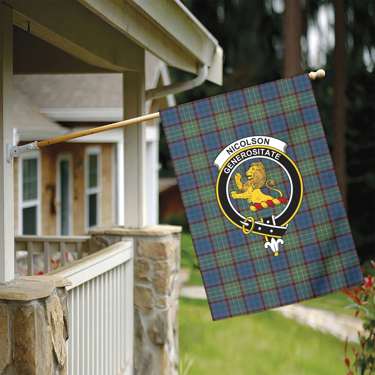 Nicolson Hunting Ancient Tartan Crest Garden Flag