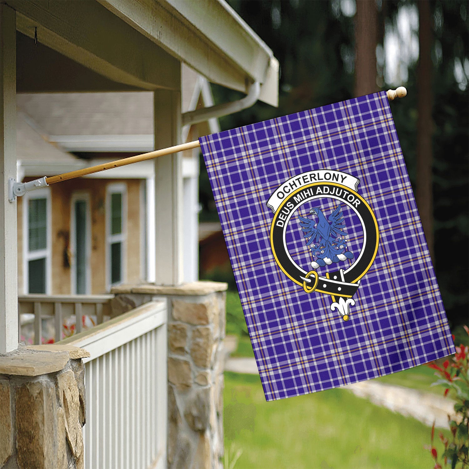 Ochterlony Tartan Crest Garden Flag