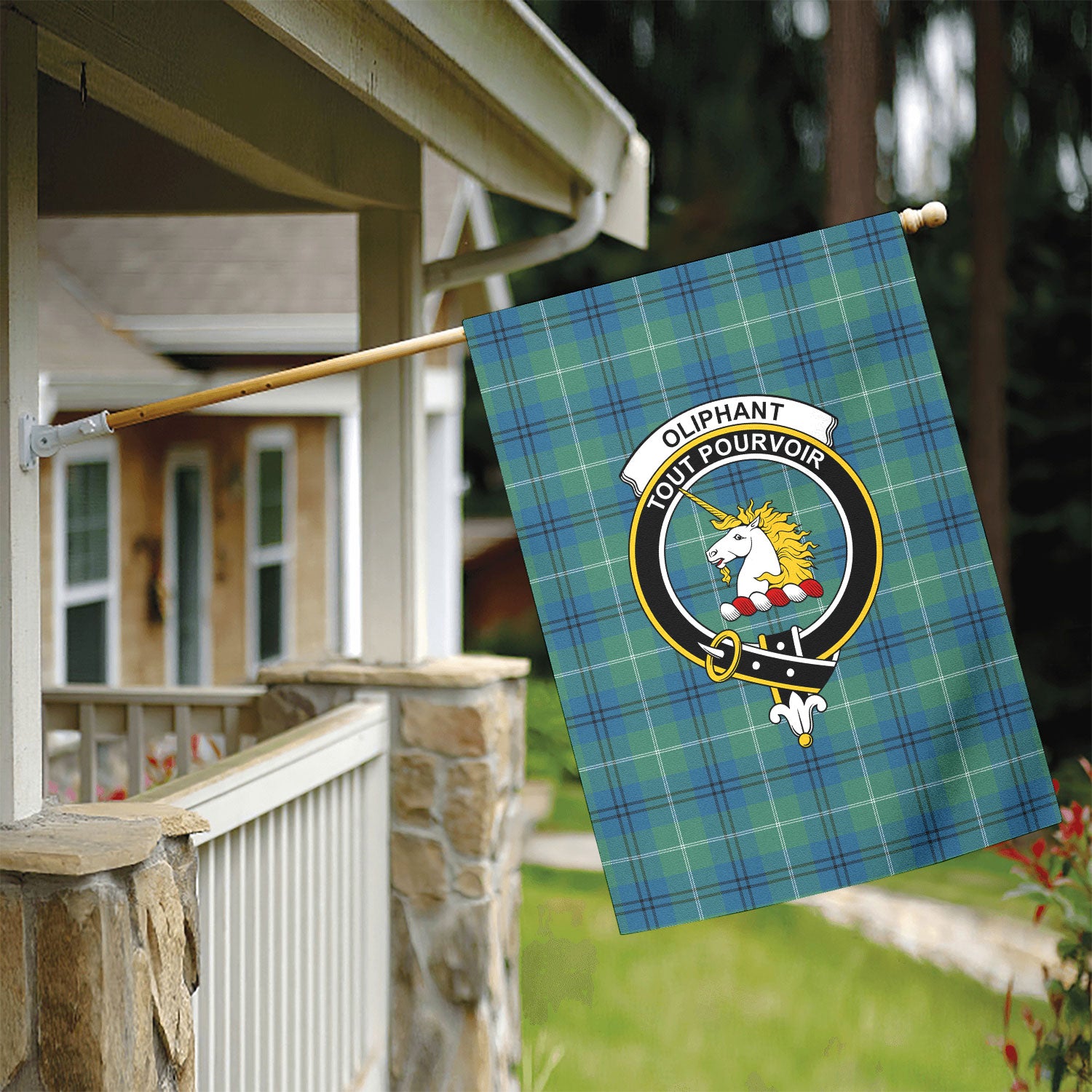 Oliphant Ancient Tartan Crest Garden Flag